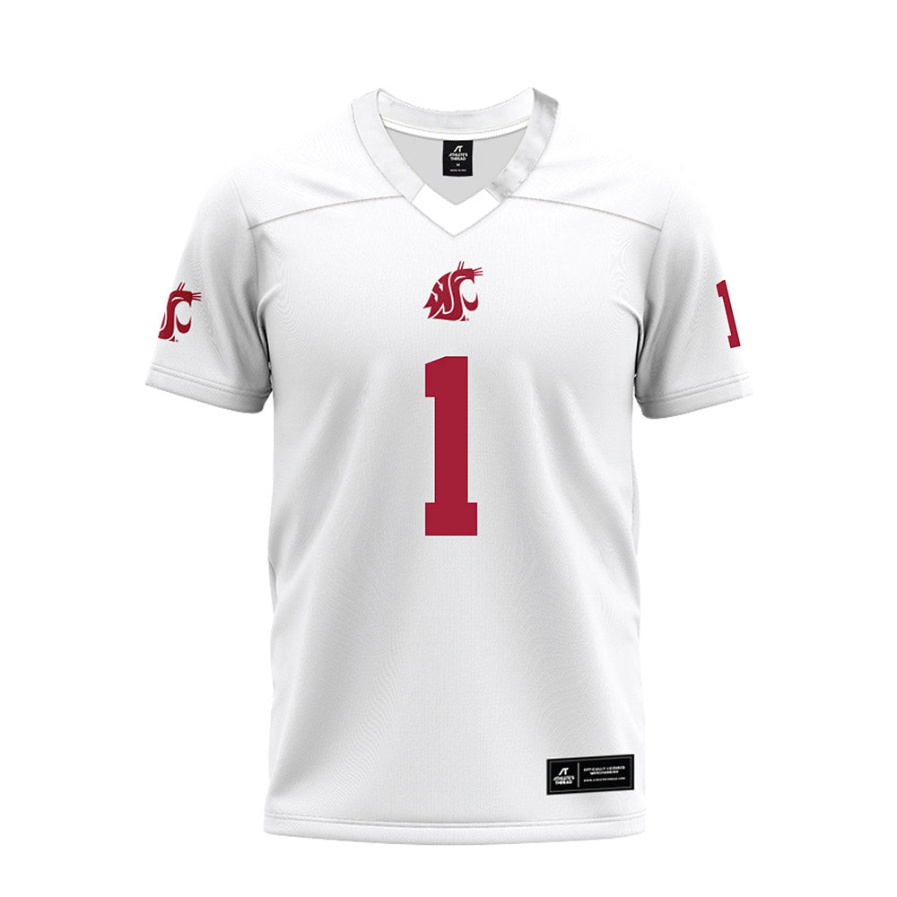 WSU - NCAA Football : Angel Johnson - White Premium Football Jersey-0
