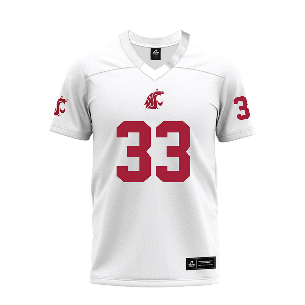 WSU - NCAA Football : Cameron Weir - White Premium Football Jersey-0
