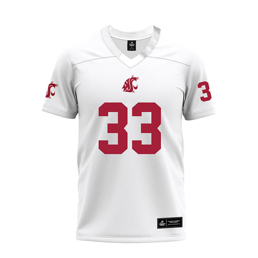 WSU - NCAA Football : Cameron Weir - White Premium Football Jersey-0