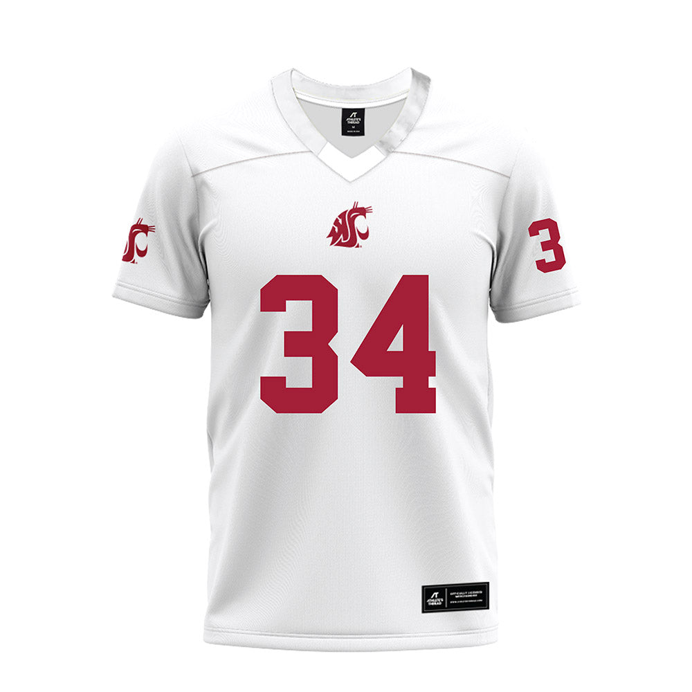 WSU - NCAA Football : Sir Brody Miller - White Premium Football Jersey-0