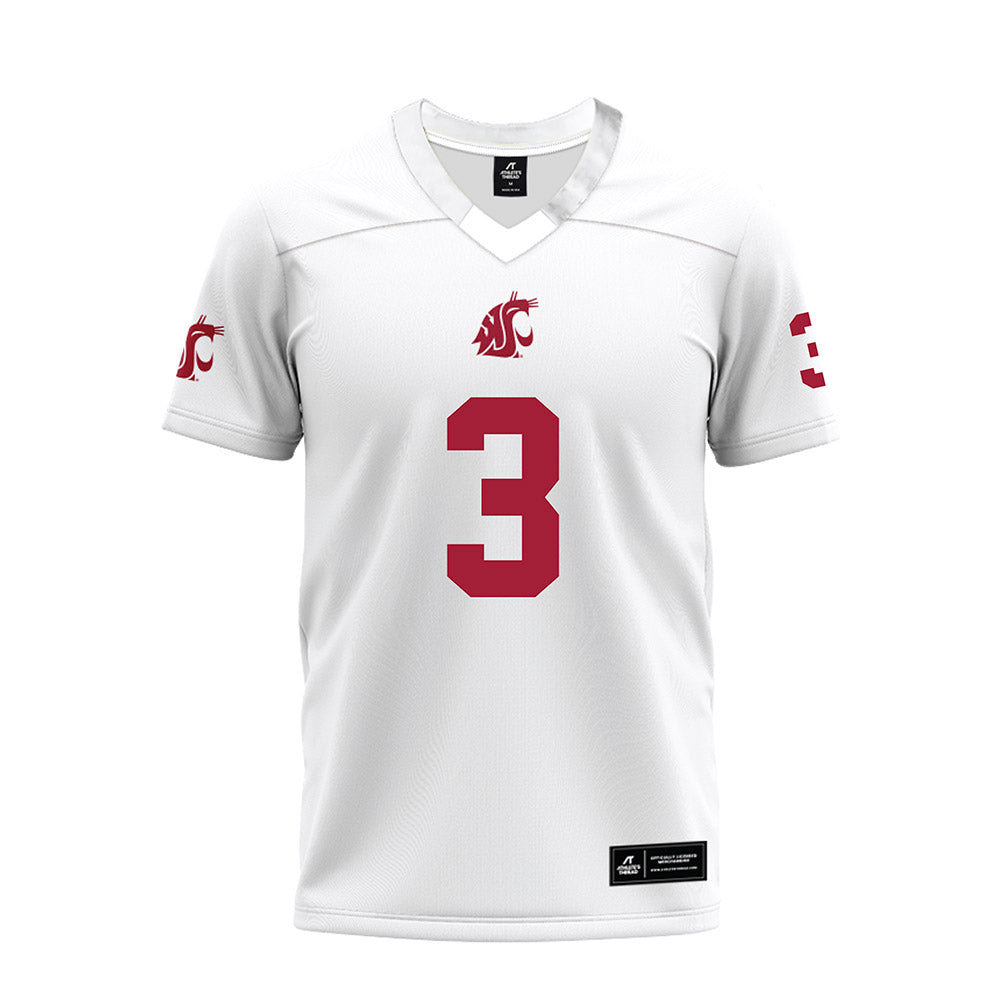 WSU - NCAA Football : Maxwell Woods - White Premium Football Jersey-0