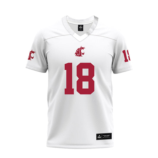 WSU - NCAA Football : David Kuku - White Premium Football Jersey-0