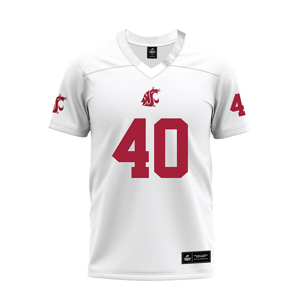 WSU - NCAA Football : Gavin Barthiel - White Premium Football Jersey-0
