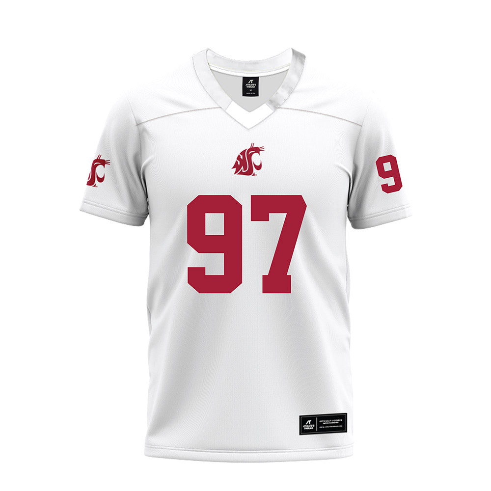 WSU - NCAA Football : Adlai Lounsbury - White Premium Football Jersey-0