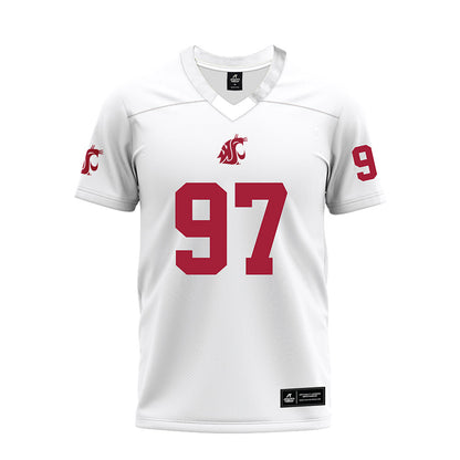 WSU - NCAA Football : Adlai Lounsbury - White Premium Football Jersey-0