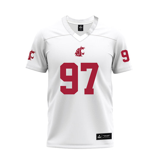 WSU - NCAA Football : Adlai Lounsbury - White Premium Football Jersey-0