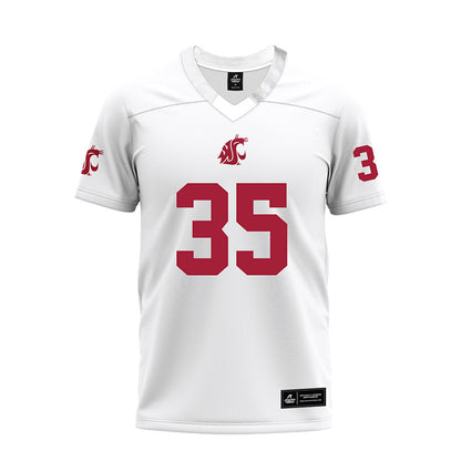 WSU - NCAA Football : Erimus Wright - White Premium Football Jersey-0