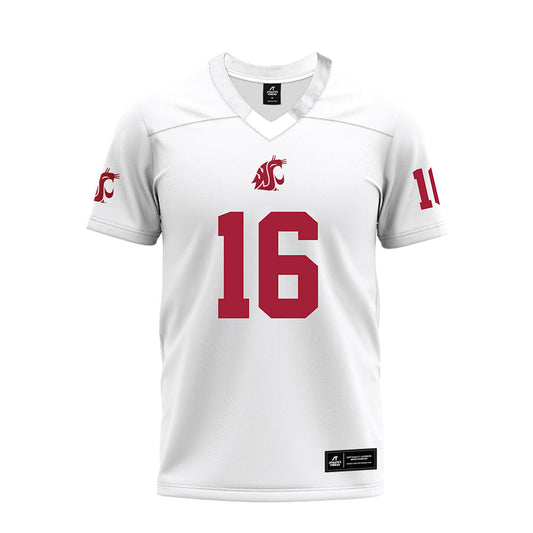 WSU - NCAA Football : Isaiah Hung - White Premium Football Jersey-0