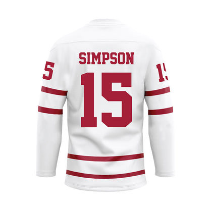 Alabama - NCAA Football : Ty Simpson - White Hockey Jersey