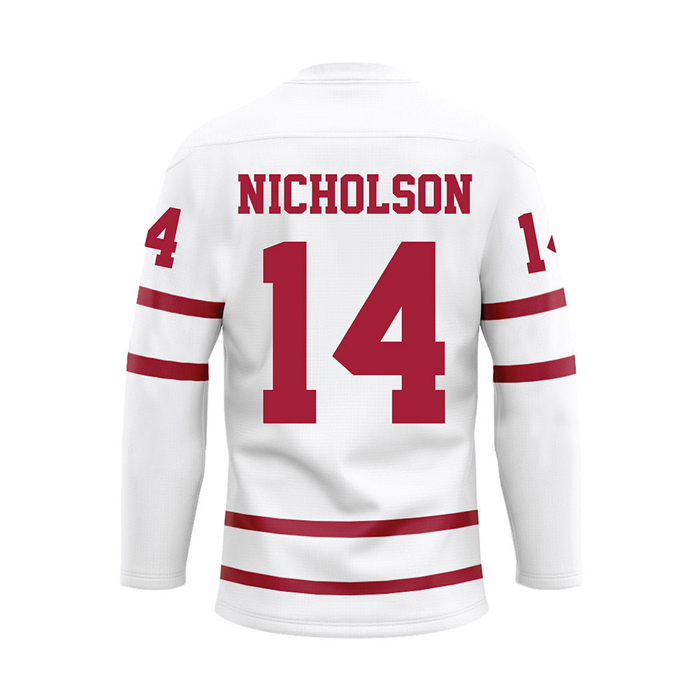 Alabama - NCAA Football : Graham Nicholson - White Hockey Jersey