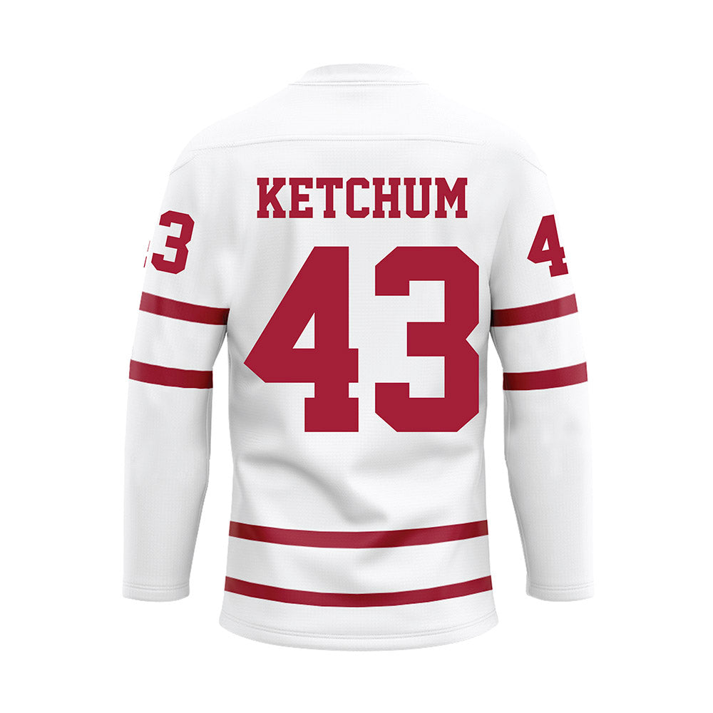 Alabama - NCAA Baseball : Jack Ketchum - White Hockey Jersey-1