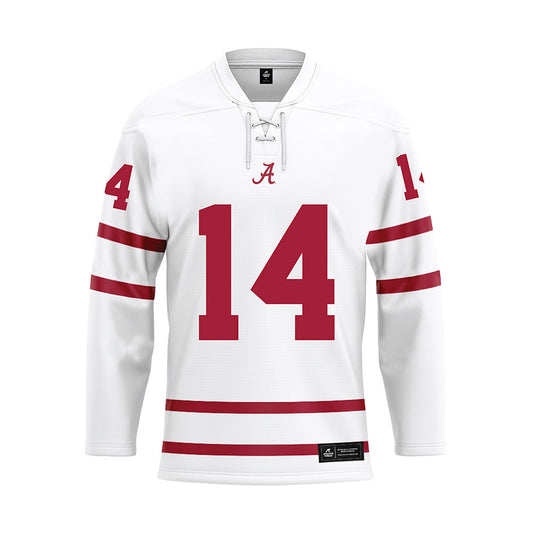 Alabama - NCAA Football : Graham Nicholson - White Hockey Jersey