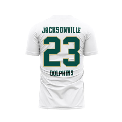 Jacksonville - NCAA Men's Soccer : Pierce Amalberti - White Soccer Jersey-1