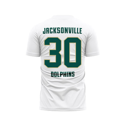 Jacksonville - NCAA Men's Soccer : Brayden Fox - White Soccer Jersey-1