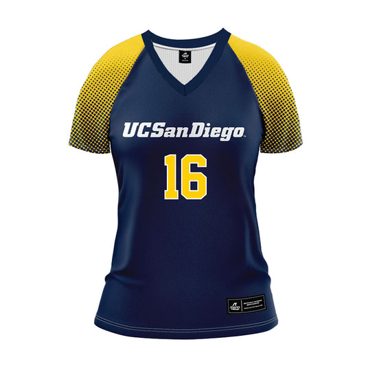 UCSD - NCAA Women's Volleyball : Maria Afonso - Blue Volleyball Jersey-0