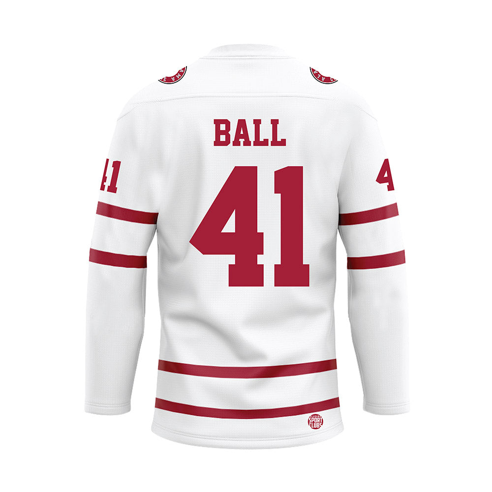 Alabama - NCAA Baseball : Connor Ball - White Hockey Jersey