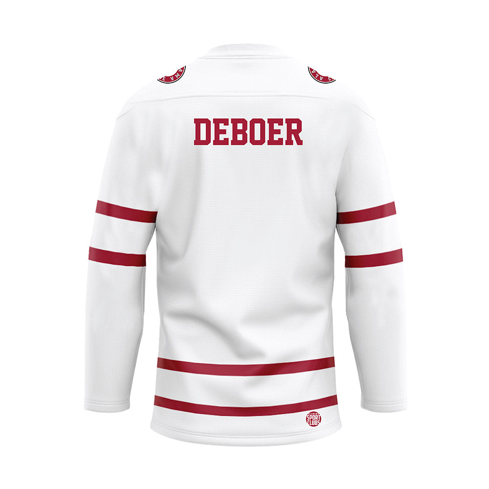 Alabama - NCAA Football : Kalen DeBoer - White Hockey Jersey