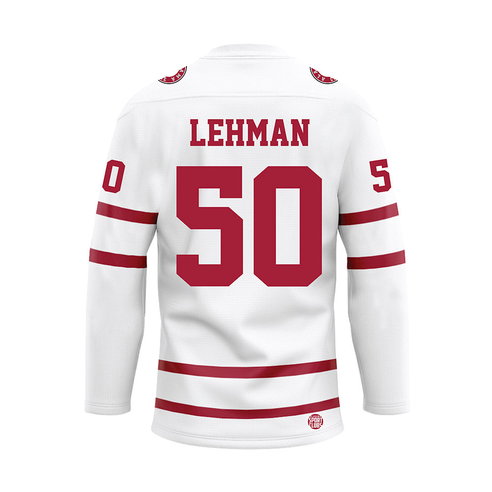 Alabama - NCAA Baseball : Connor Lehman - White Hockey Jersey-1