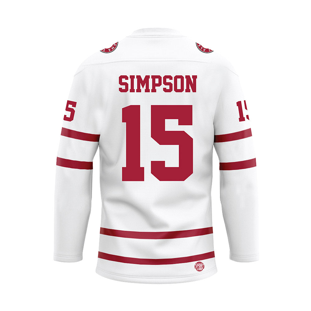 Alabama - NCAA Football : Ty Simpson - White Hockey Jersey