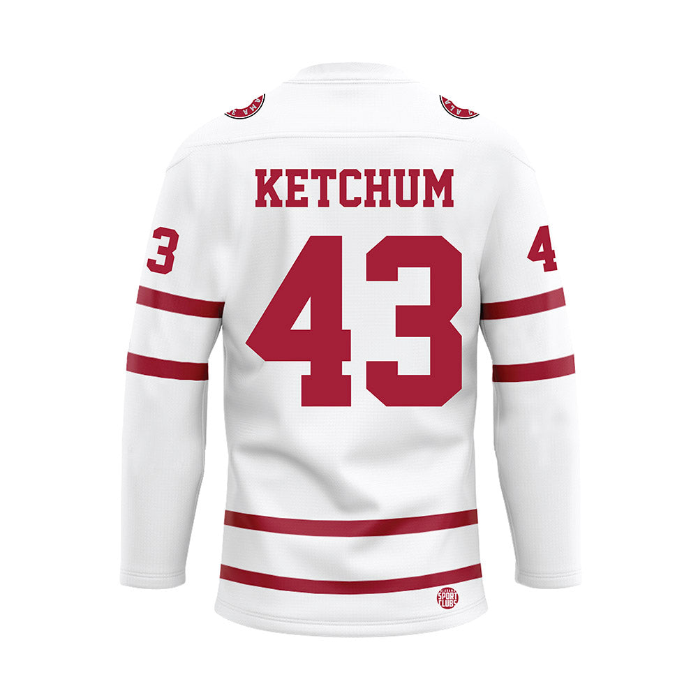 Alabama - NCAA Baseball : Jack Ketchum - White Hockey Jersey-1