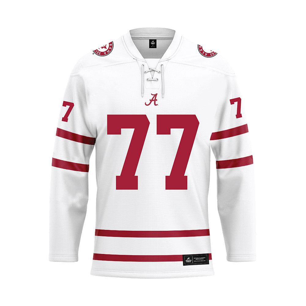 Alabama - NCAA Football : Jaeden Roberts - White Hockey Jersey