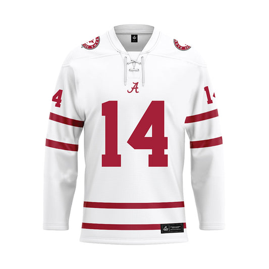 Alabama - NCAA Football : Graham Nicholson - White Hockey Jersey