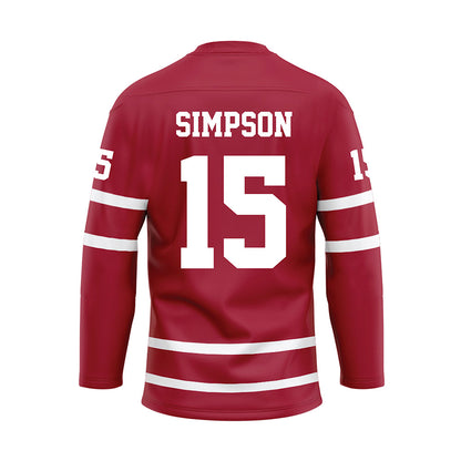 Alabama - NCAA Football : Ty Simpson - Crimson Hockey Jersey