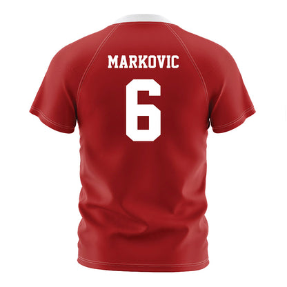 NC State - NCAA Men's Soccer : Nikola Markovic - Red Soccer Jersey-1