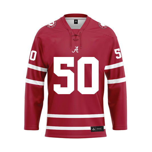 Alabama - NCAA Football : Casey Poe - Crimson Hockey Jersey