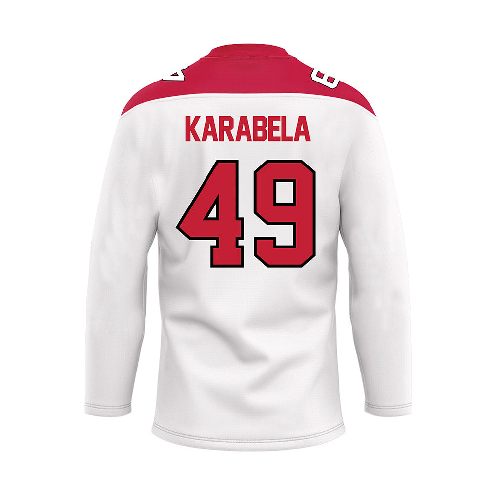 Ohio State - NCAA Men's Ice Hockey : Jake Karabela - White Hockey Jersey-1