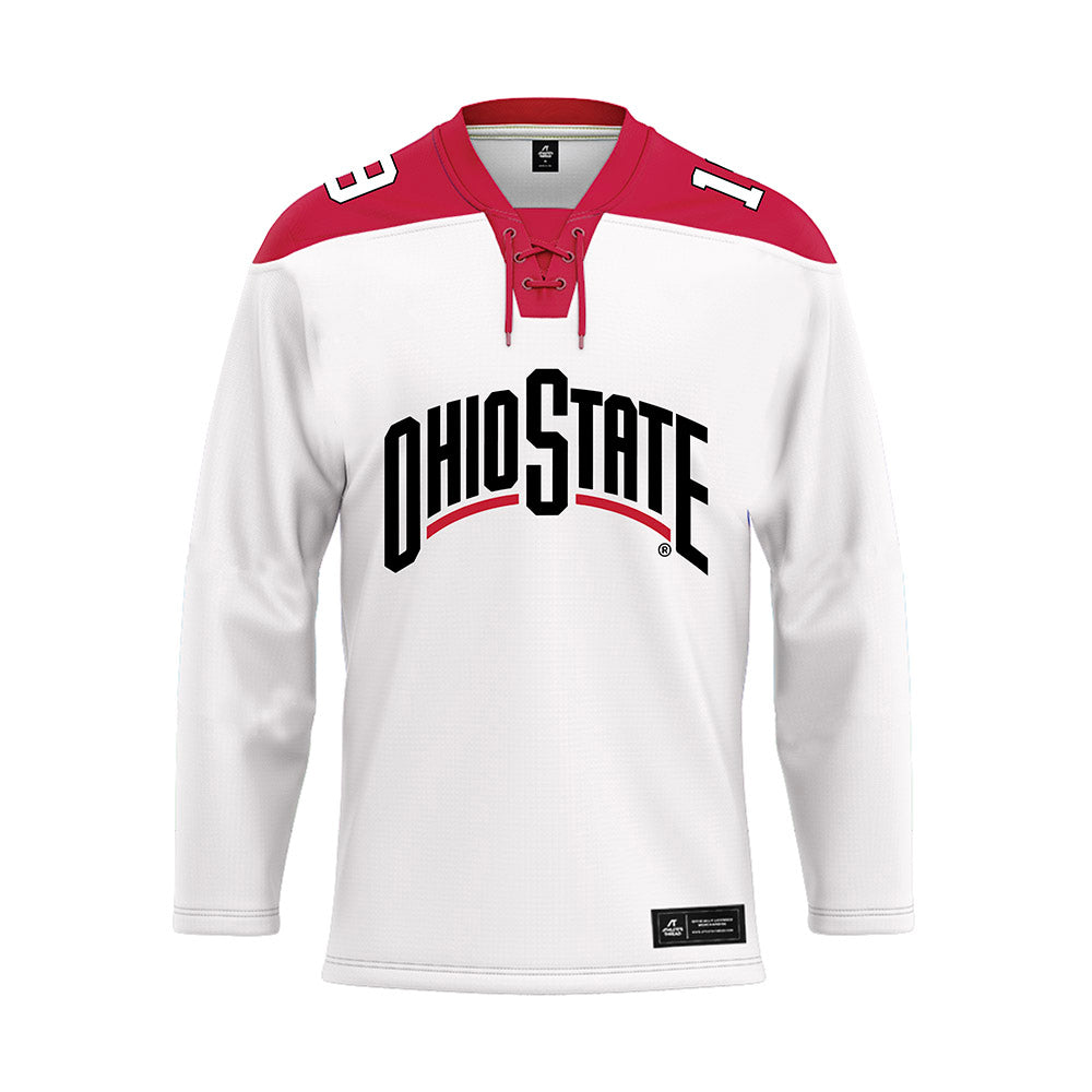 Ohio State - NCAA Men's Ice Hockey : James Hong - White Hockey Jersey-0