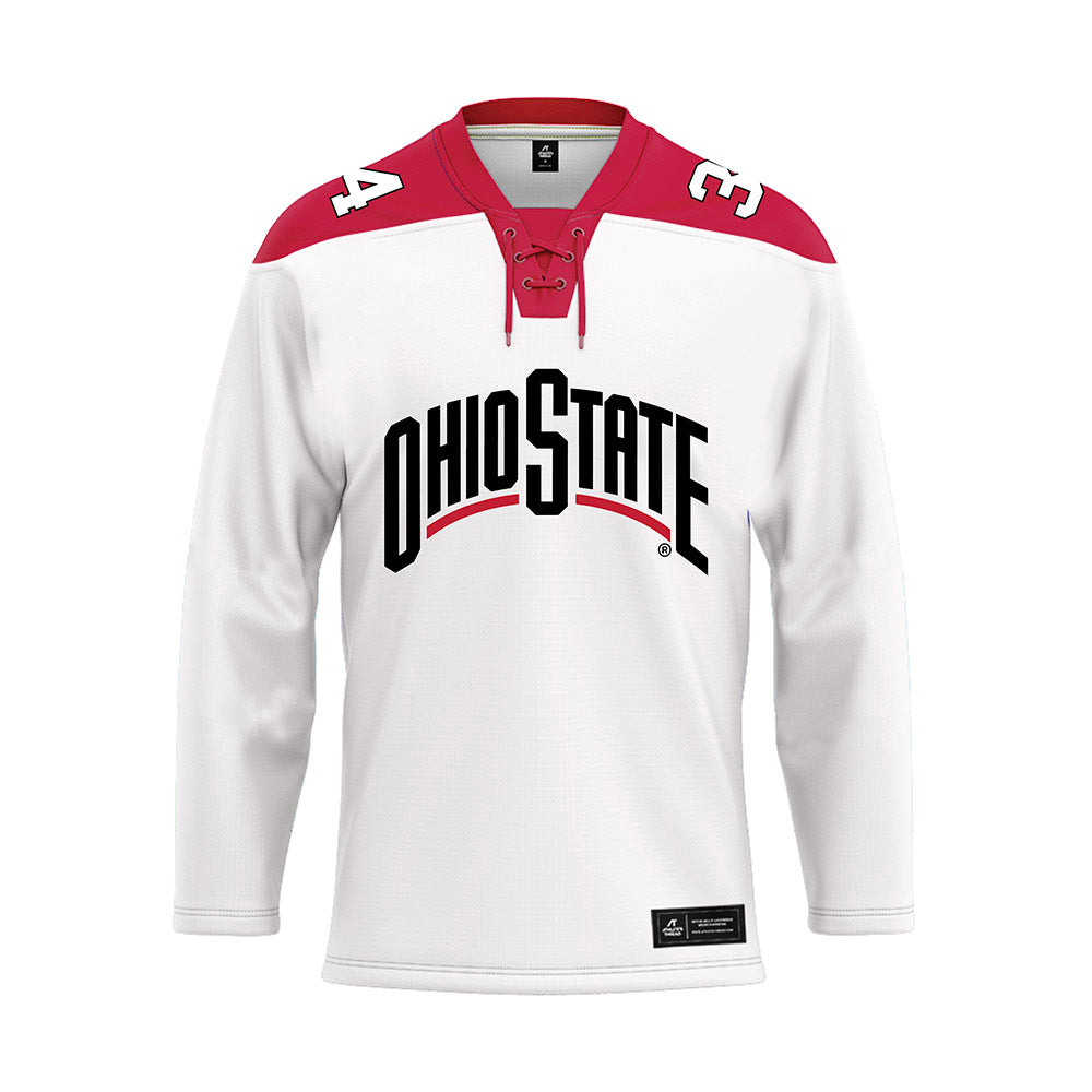 Ohio State - NCAA Men's Ice Hockey : Reilly Herbst - White Hockey Jersey-0