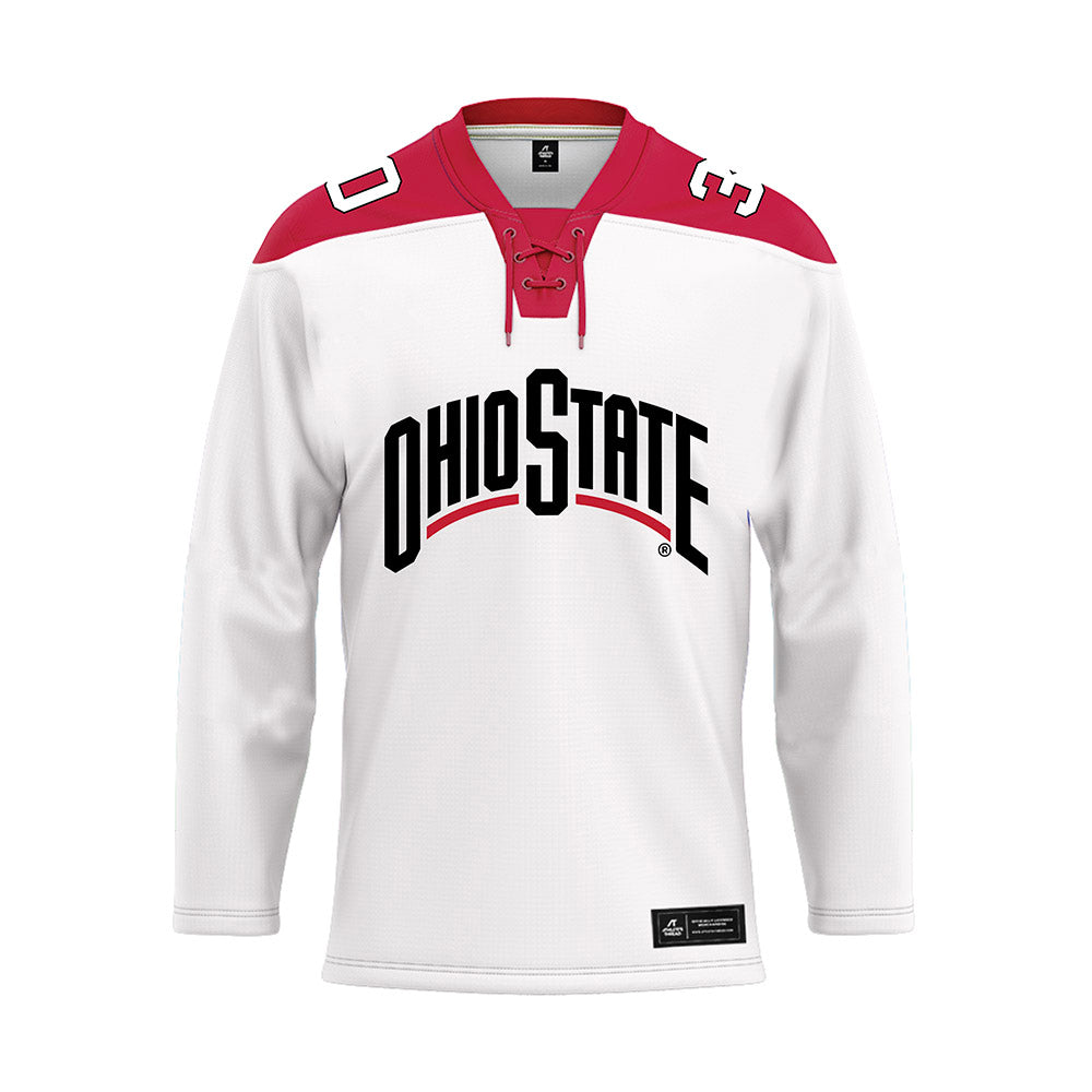 Ohio State - NCAA Men's Ice Hockey : Sam Hillebrandt - White Hockey Jersey-0