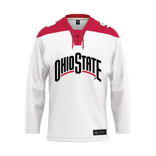 Ohio State - NCAA Men's Ice Hockey : Riley Thompson - White Hockey Jersey-0