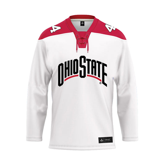 Ohio State - NCAA Men's Ice Hockey : Theo Wallberg - White Hockey Jersey-0