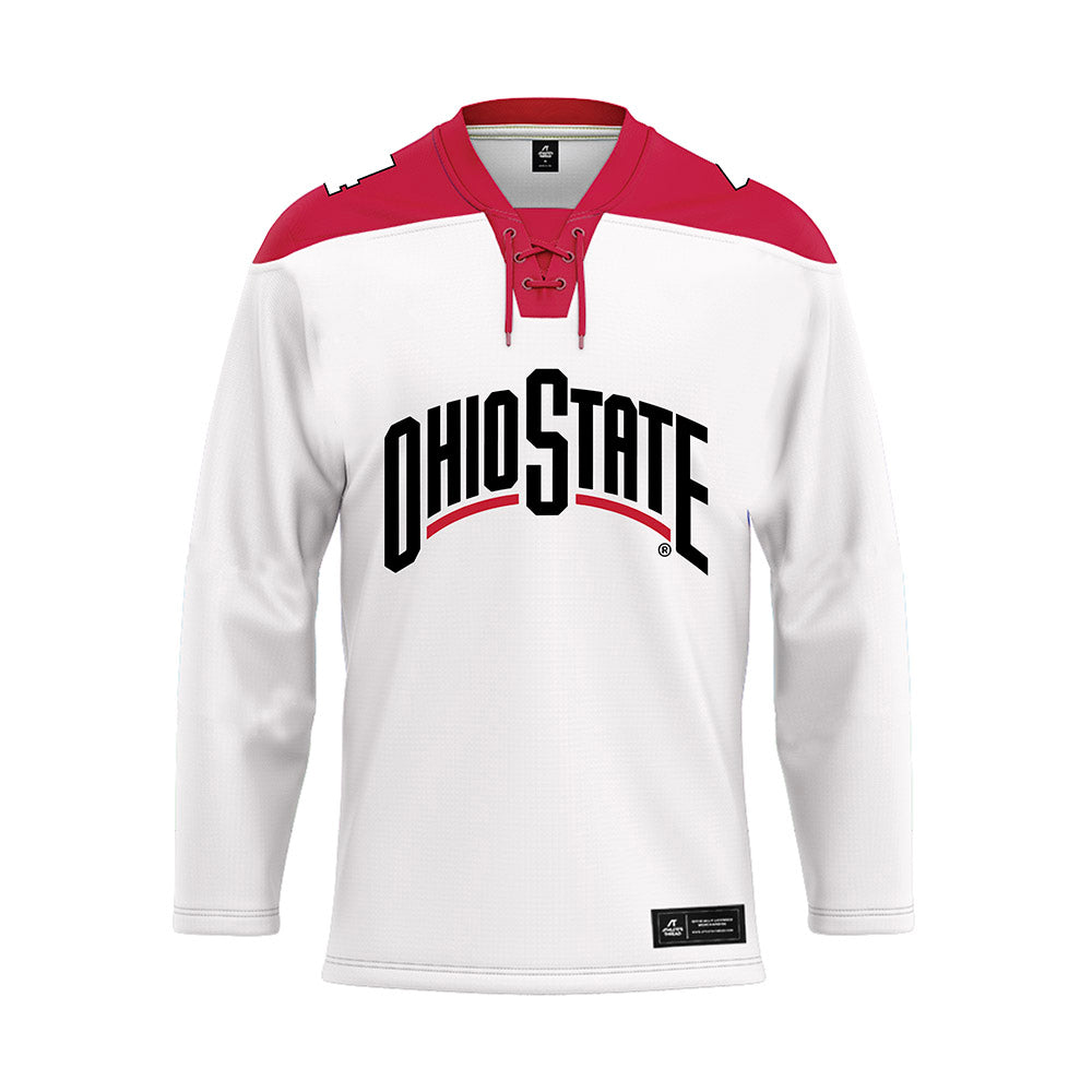 Ohio State - NCAA Men's Ice Hockey : John Larkin - White Hockey Jersey-0