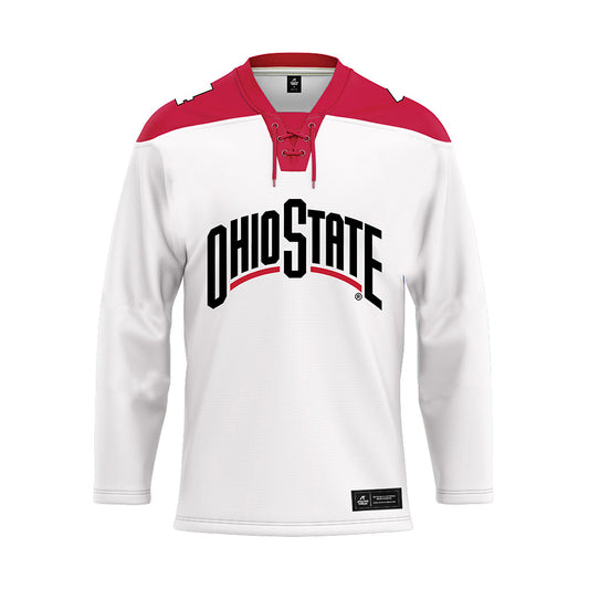 Ohio State - NCAA Men's Ice Hockey : John Larkin - White Hockey Jersey-0