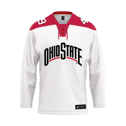 Ohio State - NCAA Men's Ice Hockey : Jake Karabela - White Hockey Jersey-0