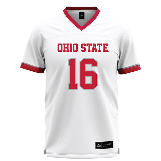 Ohio State - NCAA Men's Lacrosse : Dominic Shaw - White Lacrosse Jersey -0