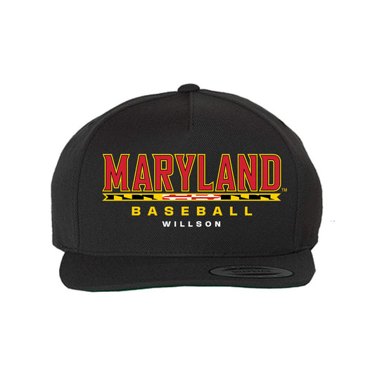 Maryland - NCAA Baseball : Liam Willson - Snapback Hat-0