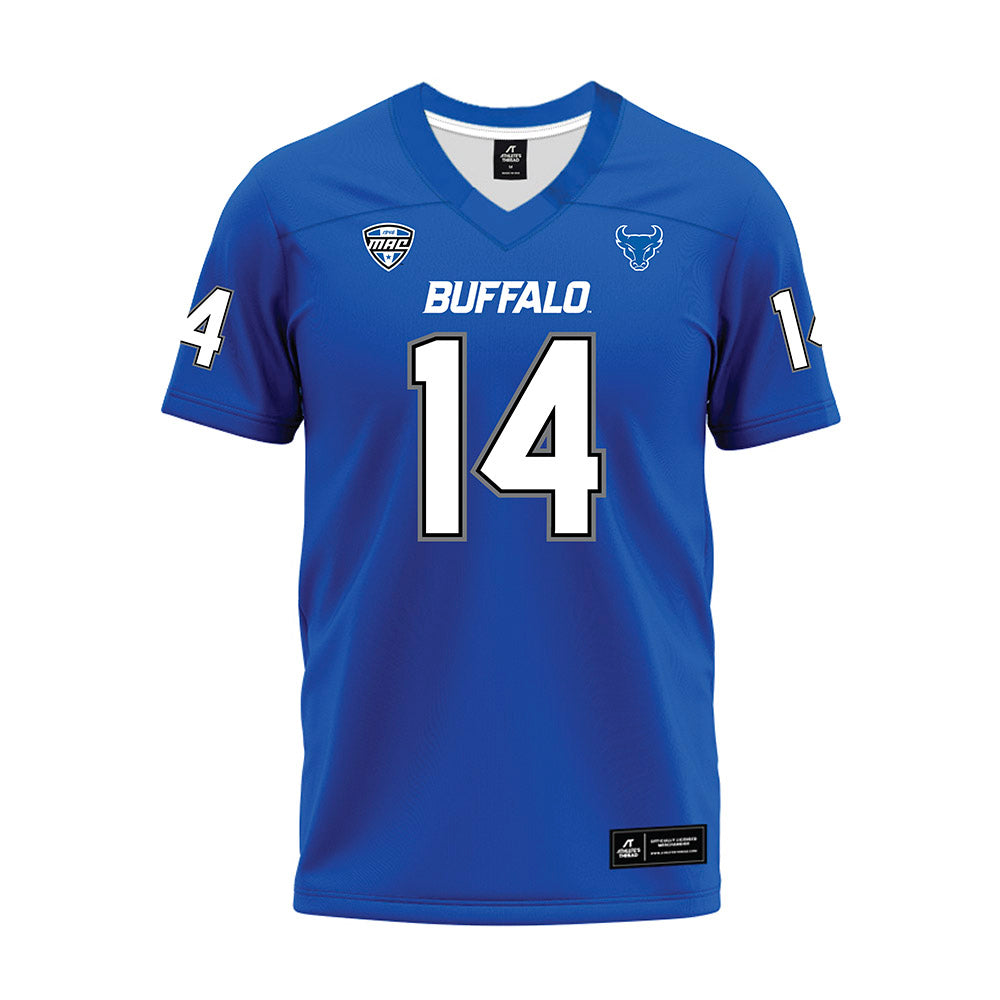 Buffalo - NCAA Football : Evan King - Blue Premium Football Jersey