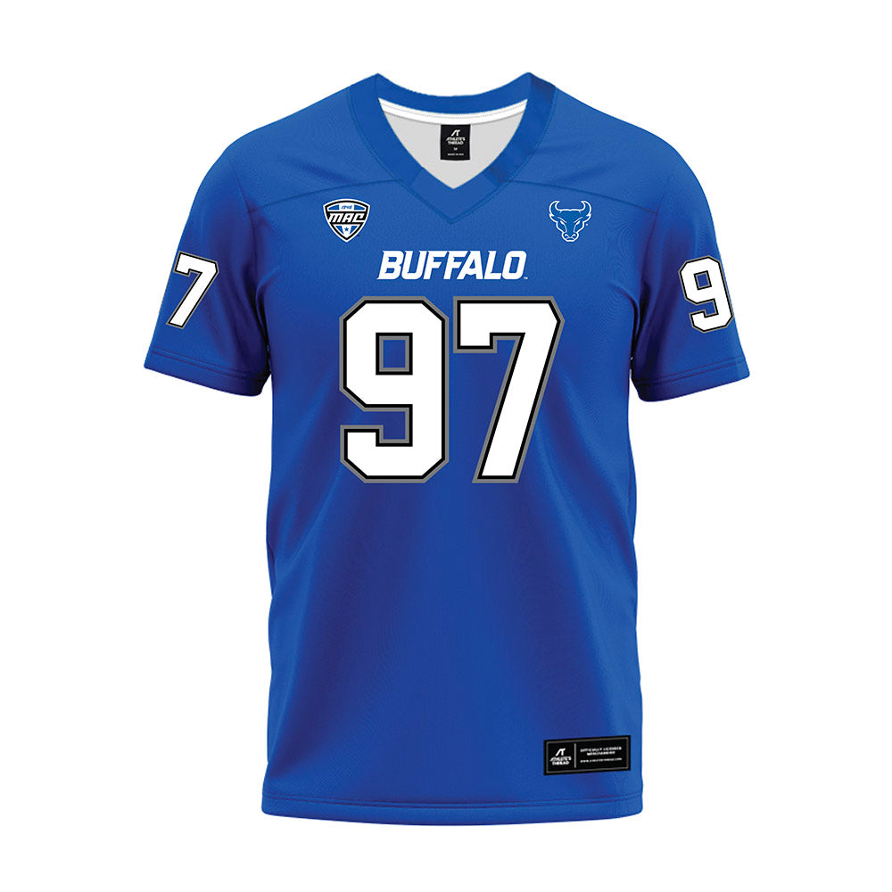 Buffalo - NCAA Football : Junior Poyser - Blue Premium Football Jersey