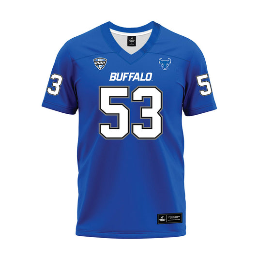 Buffalo - NCAA Football : CJ Bazile - Blue Premium Football Jersey