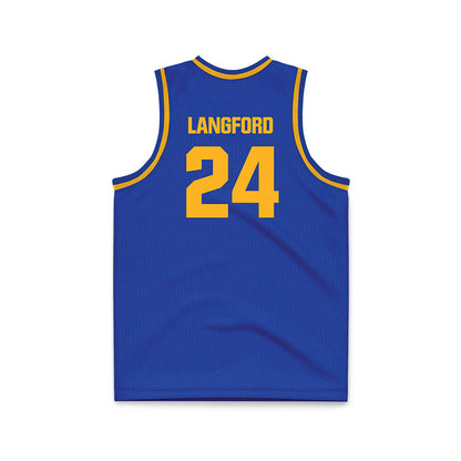SJSU - NCAA Men's Basketball : Douglas Langford - Blue Basketball Jersey-1