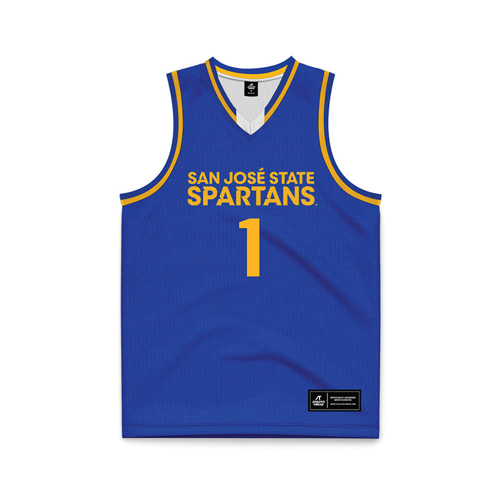 SJSU - NCAA Men's Basketball : Adrian Myers - Blue Basketball Jersey-0