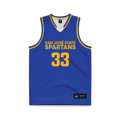 SJSU - NCAA Men's Basketball : Marcus Overstreet - Blue Basketball Jersey-0