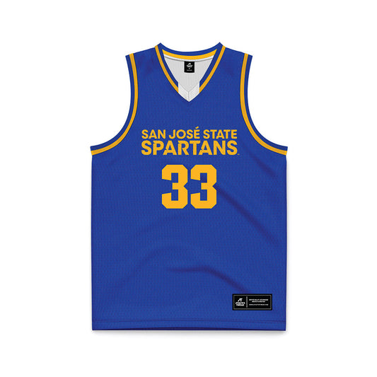 SJSU - NCAA Men's Basketball : Marcus Overstreet - Blue Basketball Jersey-0