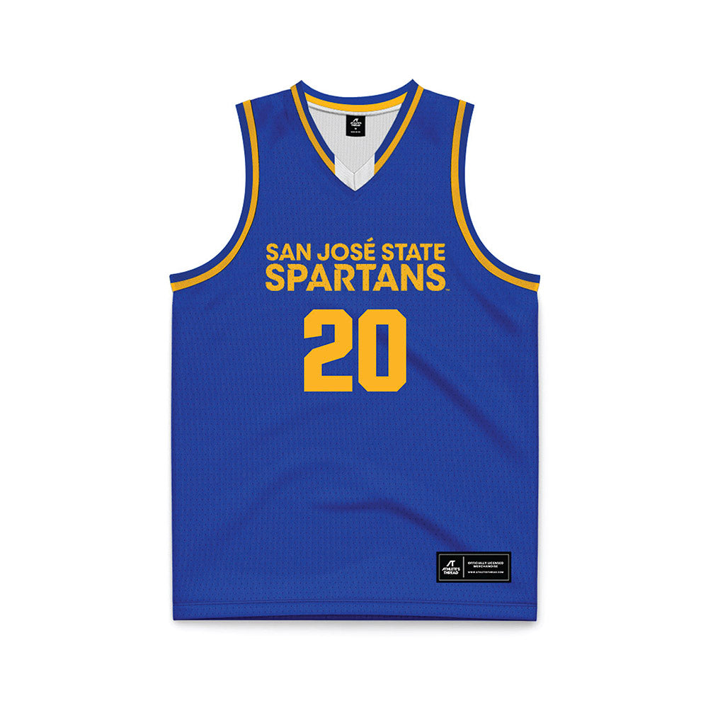 SJSU - NCAA Men's Basketball : Christian Wise - Blue Basketball Jersey-0