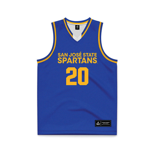 SJSU - NCAA Men's Basketball : Christian Wise - Blue Basketball Jersey-0