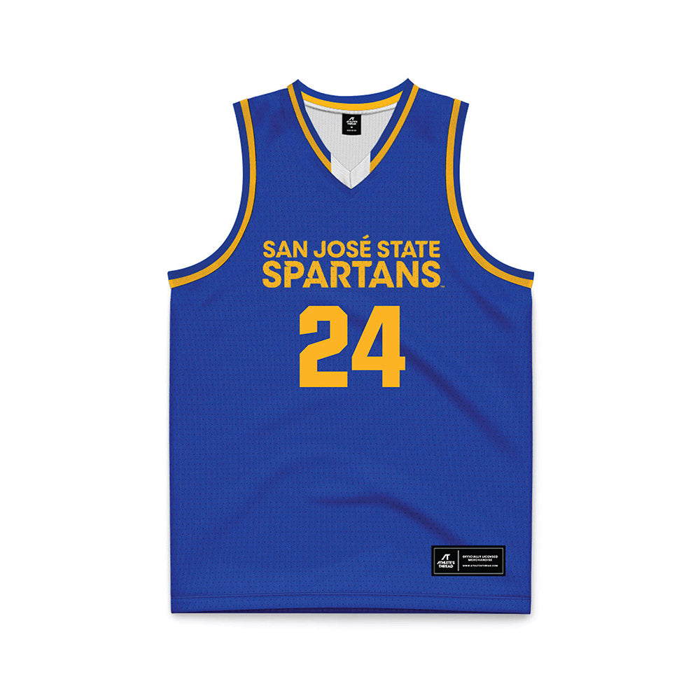 SJSU - NCAA Men's Basketball : Douglas Langford - Blue Basketball Jersey-0